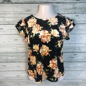a.n.a Floral Velvet double layered cap sleeve